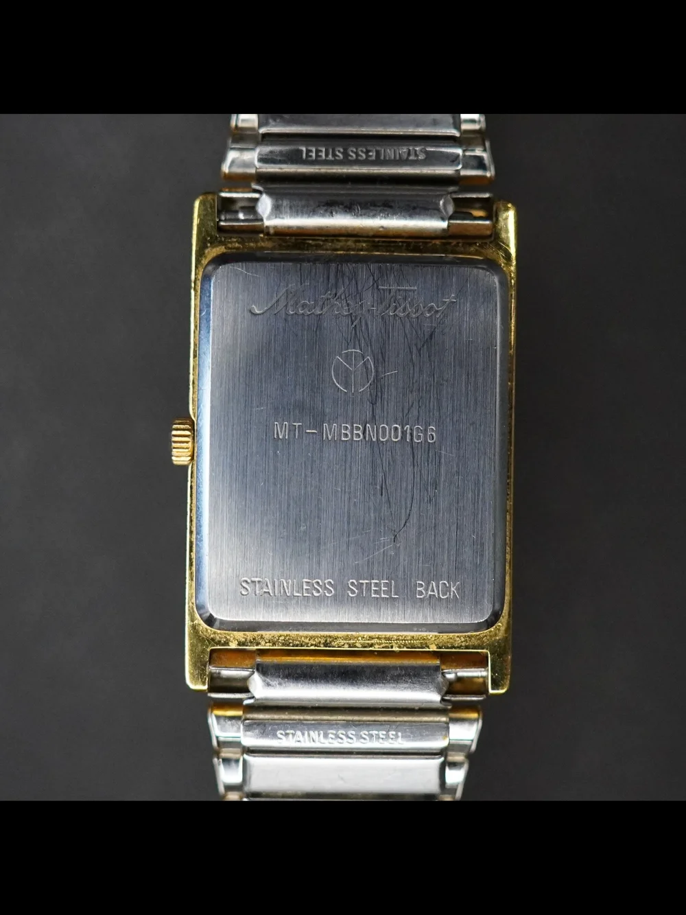 Vintage Mathey-Tissot Men's Quartz Watch Gold Tone Tank Dial Japan Movt